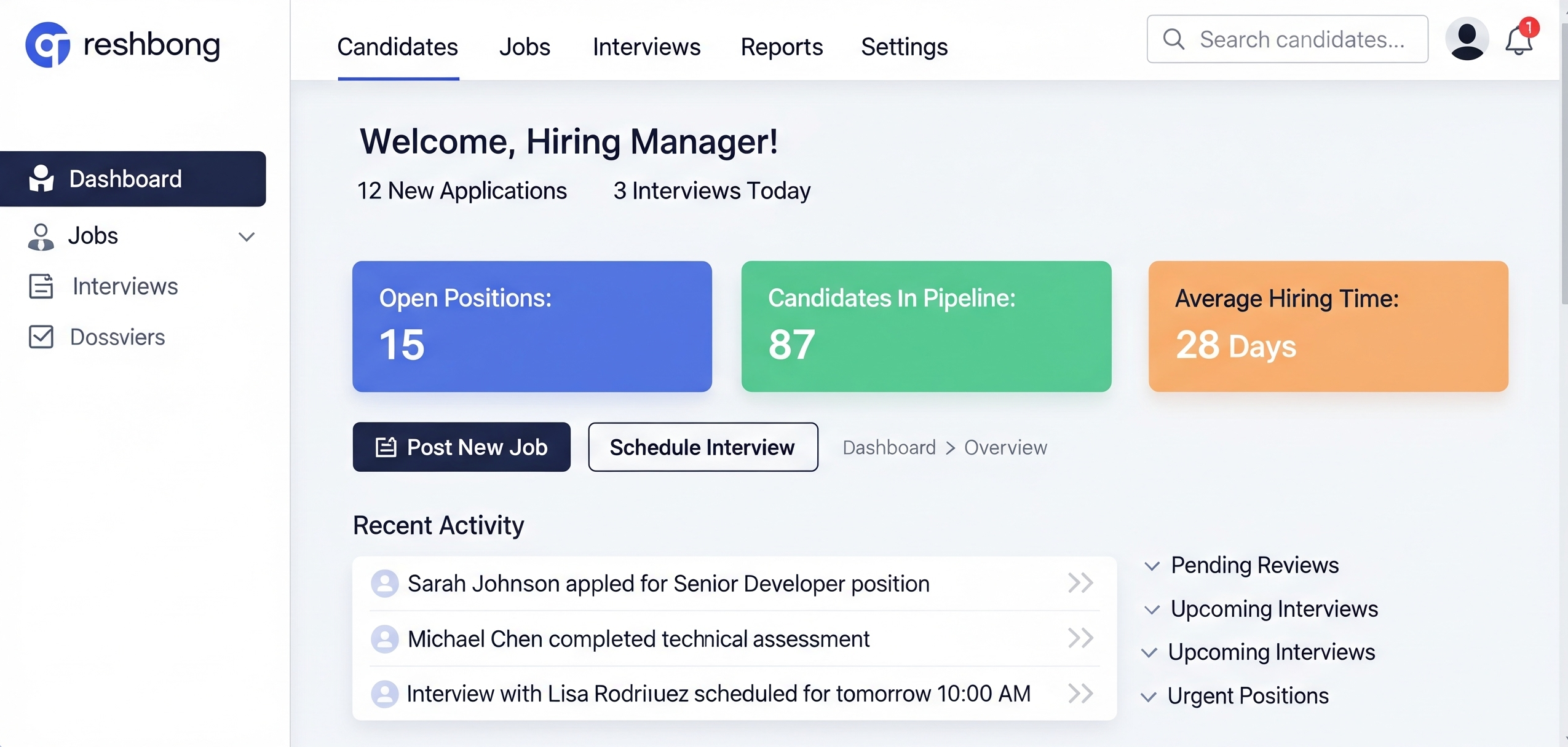 Recruitment Management - Dashboard